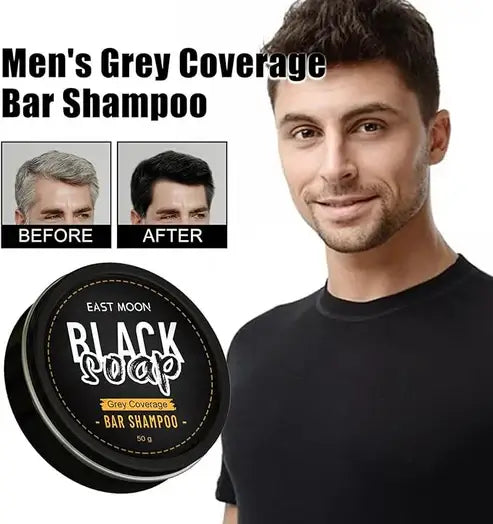 EAST MOON - Black Soap Bar Shampoo for Hair | Grey Coverage Nutrients | Hair Repair