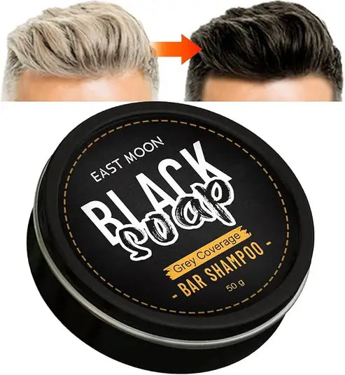 EAST MOON - Black Soap Bar Shampoo for Hair | Grey Coverage Nutrients | Hair Repair