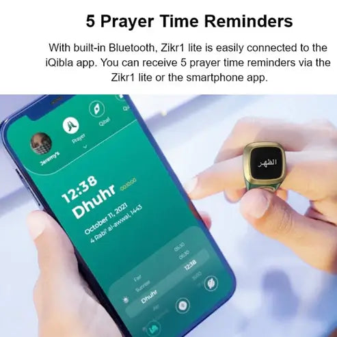 Zikr Ring, Smart Tasbih Zikr Ring, Muslim Prayer Timing Reminder
